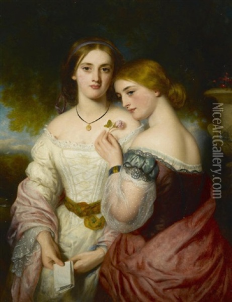 Two Victorian Beauties Oil Painting - Charles Baxter