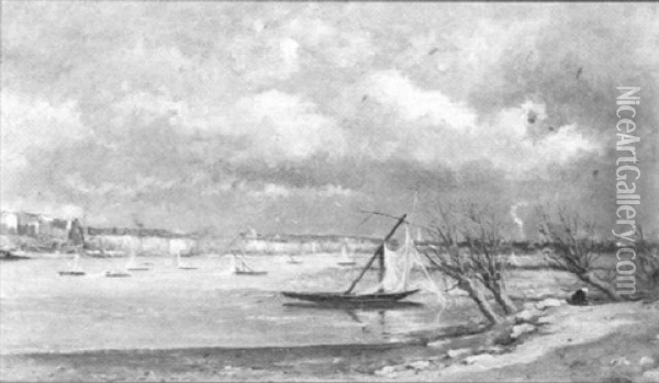 Barques De Peche Aux Carrelets Sur La Loire Oil Painting - Francois Edouard Bournichon