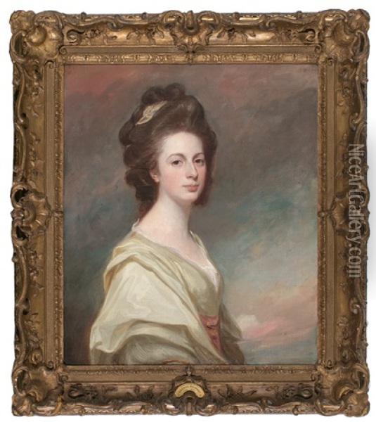 Retrato De Mrs. Sarah Mills Oil Painting - George Romney