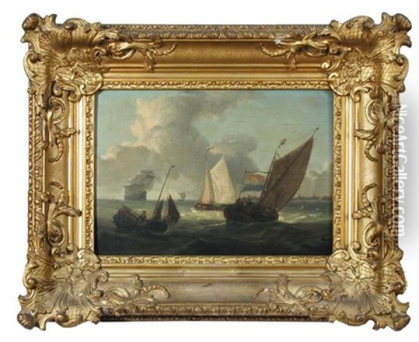 Dutch Shipping In A Squall Oil Painting - Charles Martin Powell