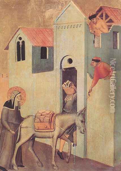 Beata Umilta Transport Bricks to the Monastery Oil Painting - Pietro Lorenzetti