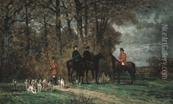 Chasse A Courre Oil Painting - Auguste De Molins