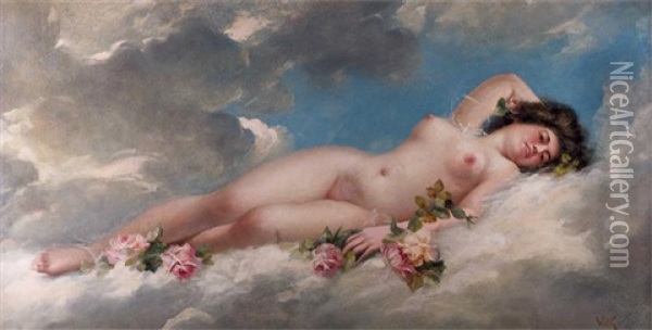 Liegender Akt In Den Wolken Oil Painting - Josef Wilk