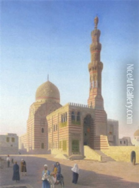 Kairo - Grabmoschee Des Kait Bey Mit Staffage Oil Painting - Rudolf von Luerzer-Zechenthall