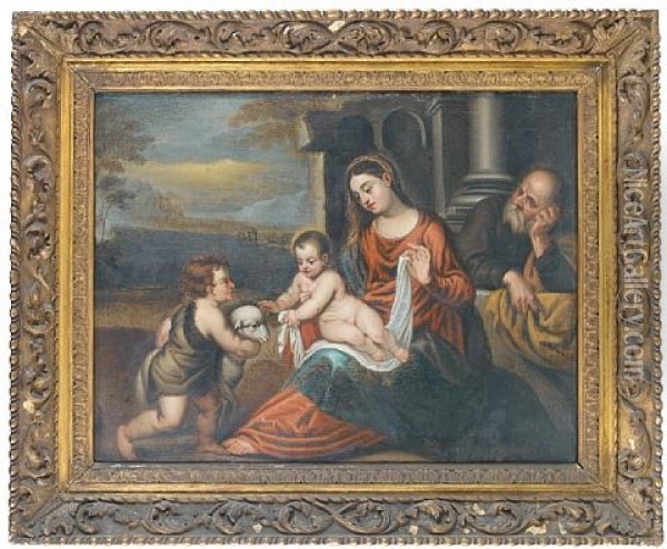 The Holy Family With The Infant Saint John The Baptist Oil Painting - Polidoro da Lanciano