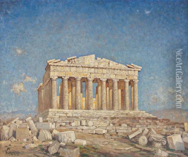 Akropolis In Athen Oil Painting - Albert Kunze