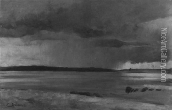 Flusslandschaft Oil Painting - Eugen Gustav Duecker