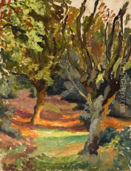 A Woodland Path, Epping Forest Oil Painting - Roger Fry