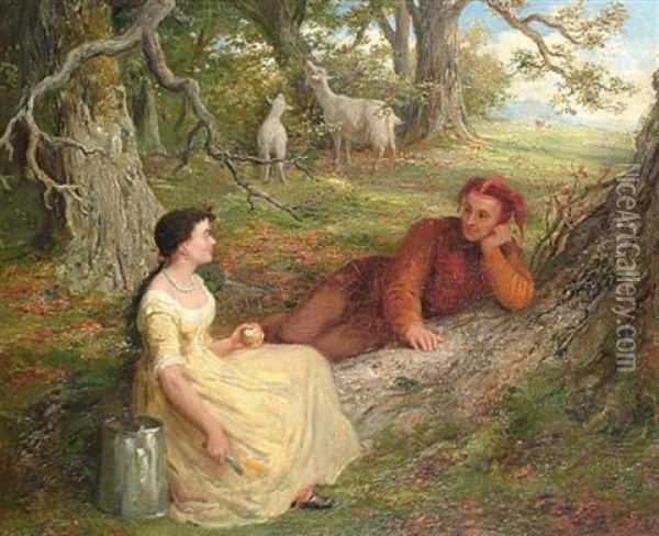 Touchstone And Audrey: A Scene From As You Like It (from As You Like It) Oil Painting - John Seymour Lucas