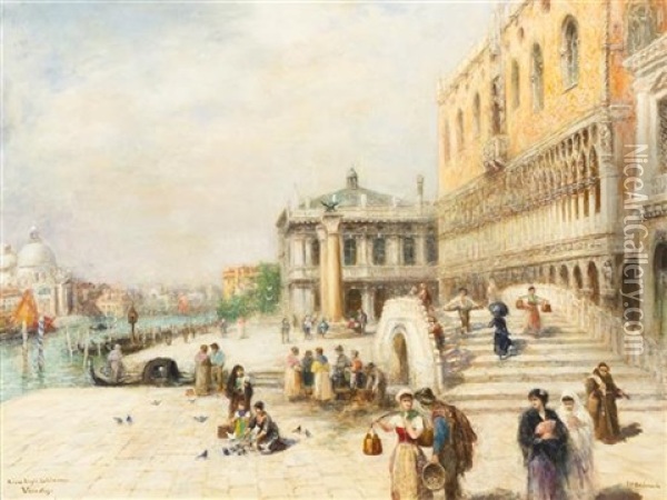 Riva Degli Schiavoni/venedig Oil Painting - Frans Wilhelm Odelmark