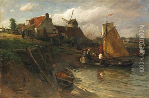 Sommer An Der Hollandischen Kuste Oil Painting - Gustav Schoenleber