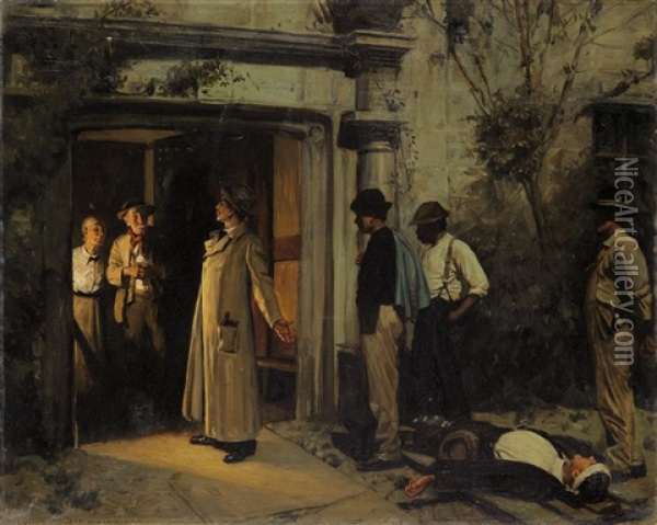 The Murder Of Mr. Melrose Oil Painting - Lucius Wolcott Hitchcock