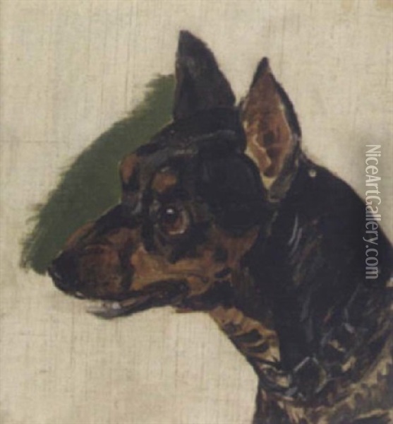 Hundeportrait Oil Painting - Johann Matthias Ranftl