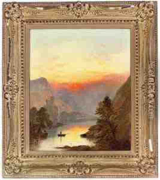 Sunset At Invergarry, Perthshire Oil Painting - George Blackie Sticks