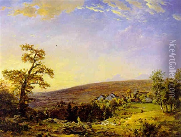 Romantisch Landschap Oil Painting - Theodore Fourmois