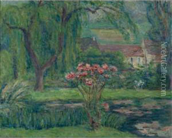 Giverny: La Roseraie Et Nympheas Oil Painting - Blanche Hoschede-Monet