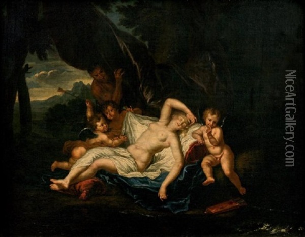 Venus Endormie, Dite Aussi Jupiter Et Antiope Oil Painting - Antoine Coypel