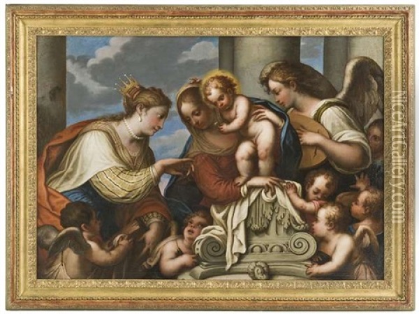 Die Mystische Vermahlung Der Heiligen Katharina Oil Painting - Giovanni Battista Lambranzi