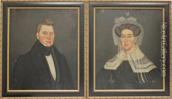 A Pair Of Portraits Oil Painting - Milton W. Hopkins