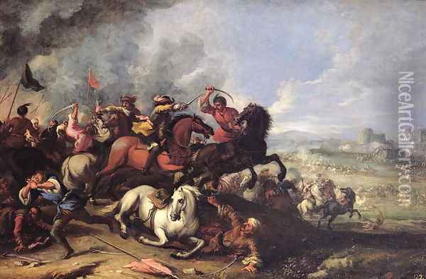 Battle Scene Oil Painting - Giacomo Cortese (see COURTOIS, Jacques)