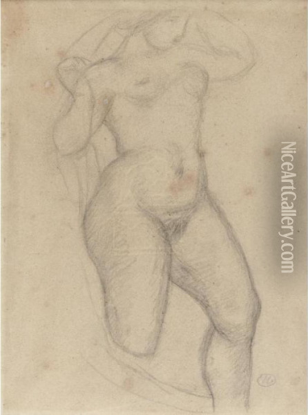 Property From The Estate Of Melvyn S. Kahan
 

 
 
 

 
 Female Nude, Standing, Arms Raised Oil Painting - Aristide Maillol