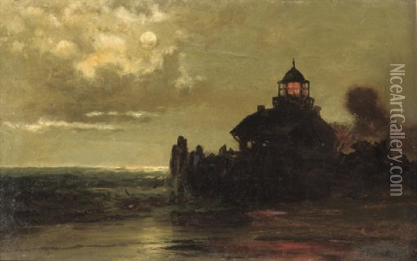 Lighthouse Along The Coast Oil Painting - Franklin Dullin Briscoe