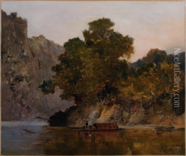 La Riviere Noire Au Tonkin Oil Painting - Gaston Marie Anatole Roullet