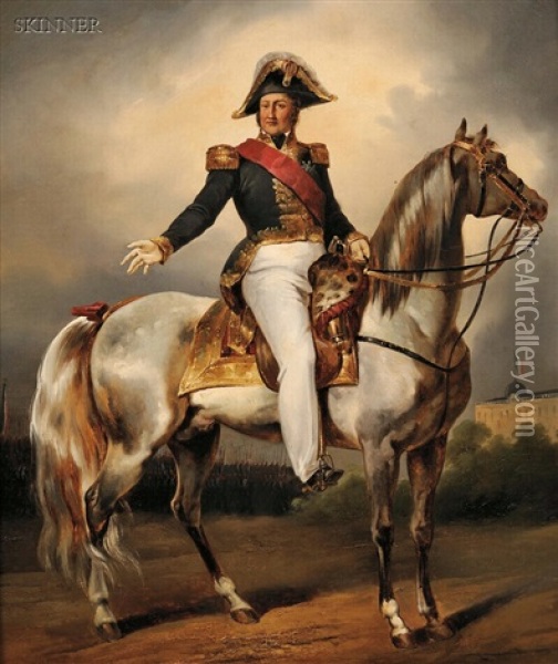 Equestrian Portrait Of Louis Philippe, King Of The French Oil Painting - Eugene Louis Lami