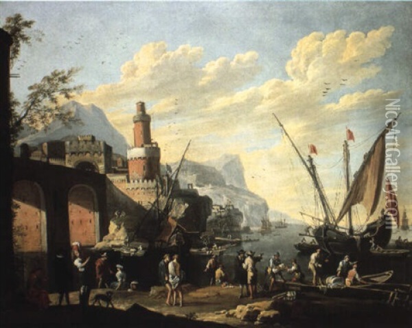 Scene De Port Oil Painting - Jacob De Heusch