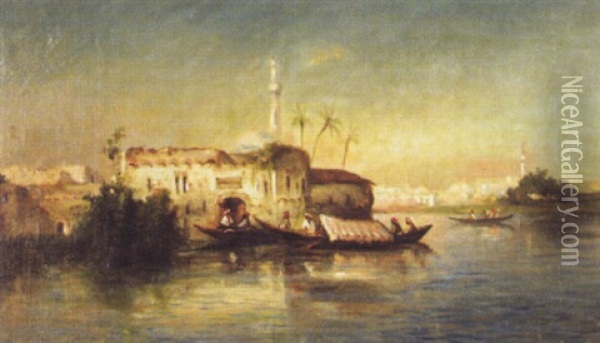 Capriccio Einer Orientalischen Stadt Oil Painting - Domenico Mazzoni