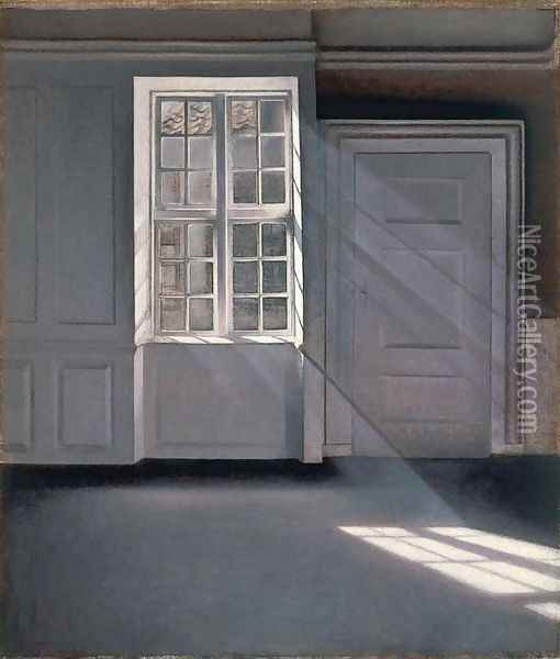 Sunbeams or Sunshine. Dust Motes Dancing in the Sunbeams Oil Painting - Vilhelm Hammershoi