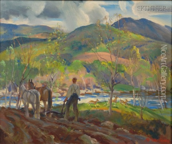 Plowing Oil Painting - Macivor Reddie