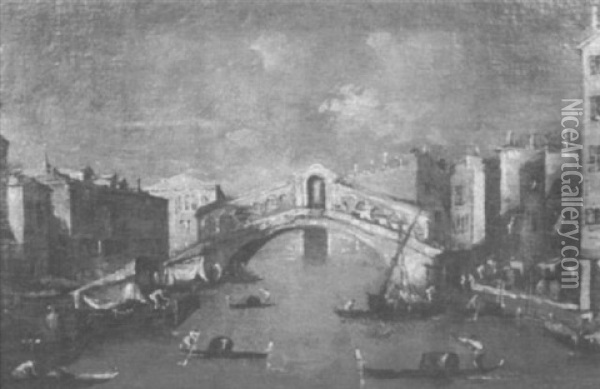 Die Rialto-brucke In Venedig Oil Painting - Giacomo Guardi