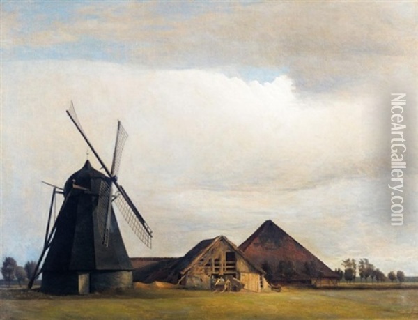 Vindmolle (windmill) Oil Painting - Peter Vilhelm Ilsted