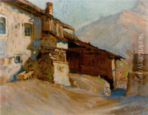 Partie Aus Grims, Oberinntal Oil Painting - Leopold Scheiring