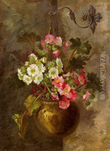 Blumenampel Oil Painting - Therese Schachner
