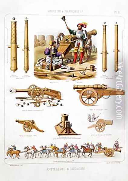 French artillery between 1500-50 from LArtillerie Francaise Oil Painting - Johannes Moltzheim