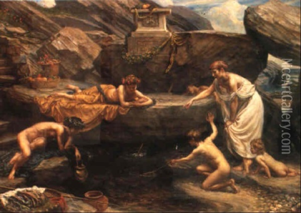 The Wonders Of The Deep: An Idyll Oil Painting - Edward John Poynter