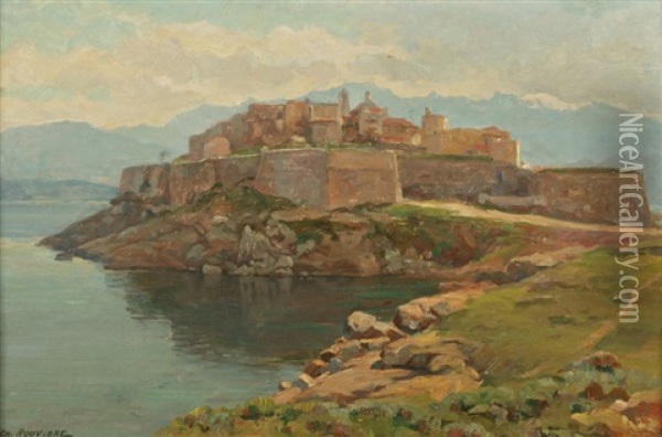 Fortifications En Bord De Mer Oil Painting - Charles Claude Etienne Rouviere