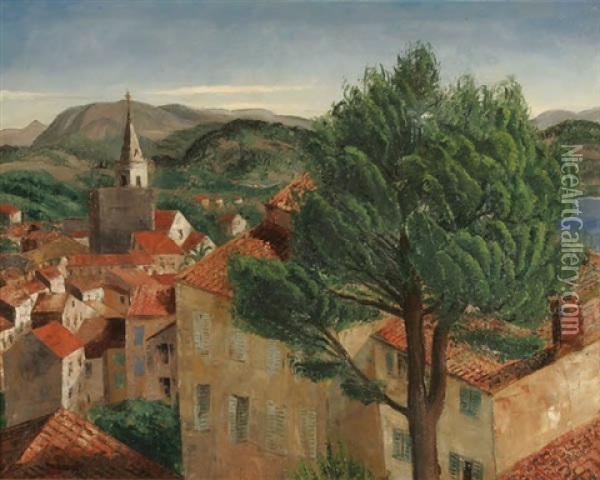 Landscape With Village Oil Painting - Jean Gabriel Daragnes