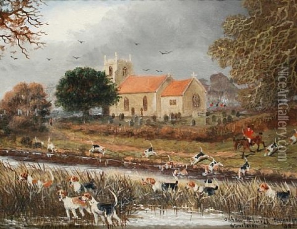 Ashow Church, Stoneleigh (+ The Road To Baggington; Pair) Oil Painting - Sylvester Martin