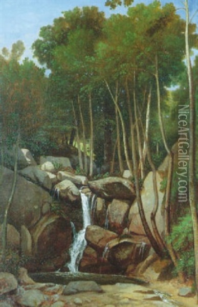 Rochers En Foret De Fontainebleau Oil Painting - Theodore Claude Felix Caruelle d' Aligny