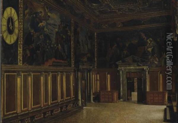 La Sala Del Collegio In Palazzo Ducale A Venezia Oil Painting - Josef Theodor Hansen