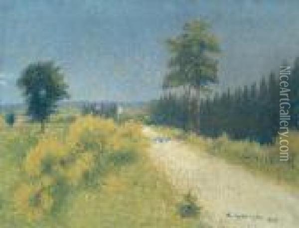 Route De Belveze Vers Le Relai Oil Painting - Achille Lauge