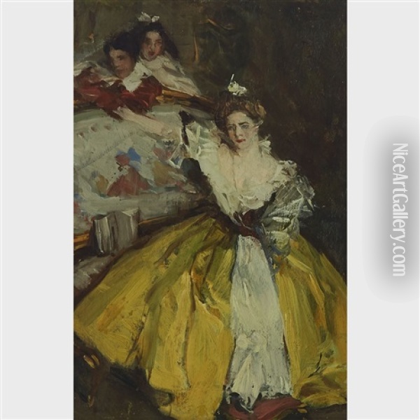 From A Portrait Of Mrs. Carl Meyer By John S. Sargent Oil Painting - Clarence Alphonse Gagnon