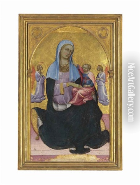 The Madonna Of Humility With Adoring Angels Oil Painting - Lorenzo Monaco