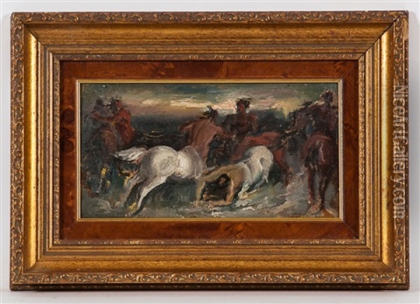 Battle Of The Centaurs Oil Painting - Bernard Meninsky