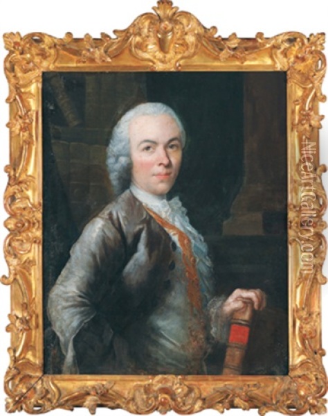 Bildnis Eines Schriftstellers, Traditionell Identifiziert Als Portrat Des Enzyklopadisten Denis Diderot Oil Painting - Jacques Andre Joseph Aved