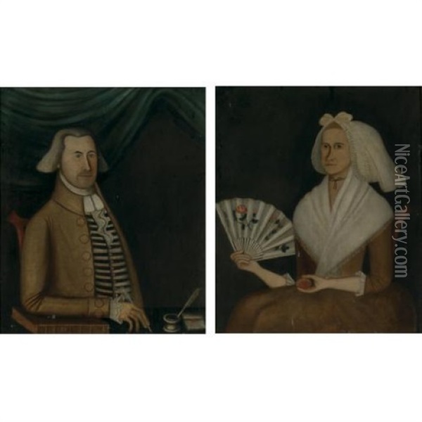 Josiah Dean Iii And His Wife Sarah Dean Of Raynham, Massachusetts (2 Works) Oil Painting - Rufus Hathaway