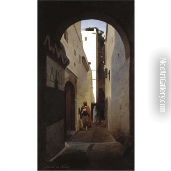 Algerian Street Scene Oil Painting - David Emile Joseph de Noter